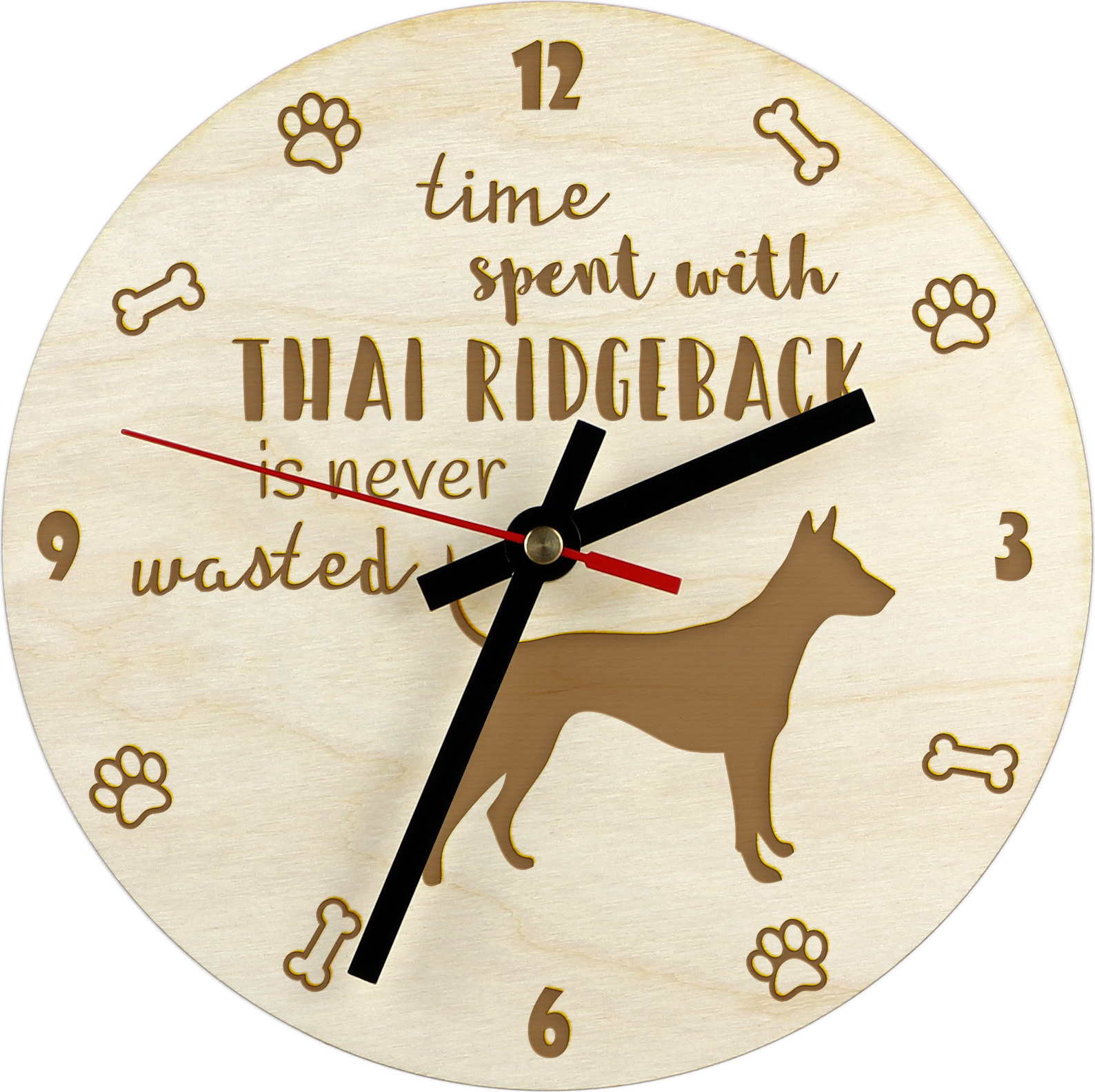 Thai Ridgeback, Thailand-Ridgeback - Uhr mit Hund, Holzuhr mit Gravur, personalisierte Uhr von Art-Dog