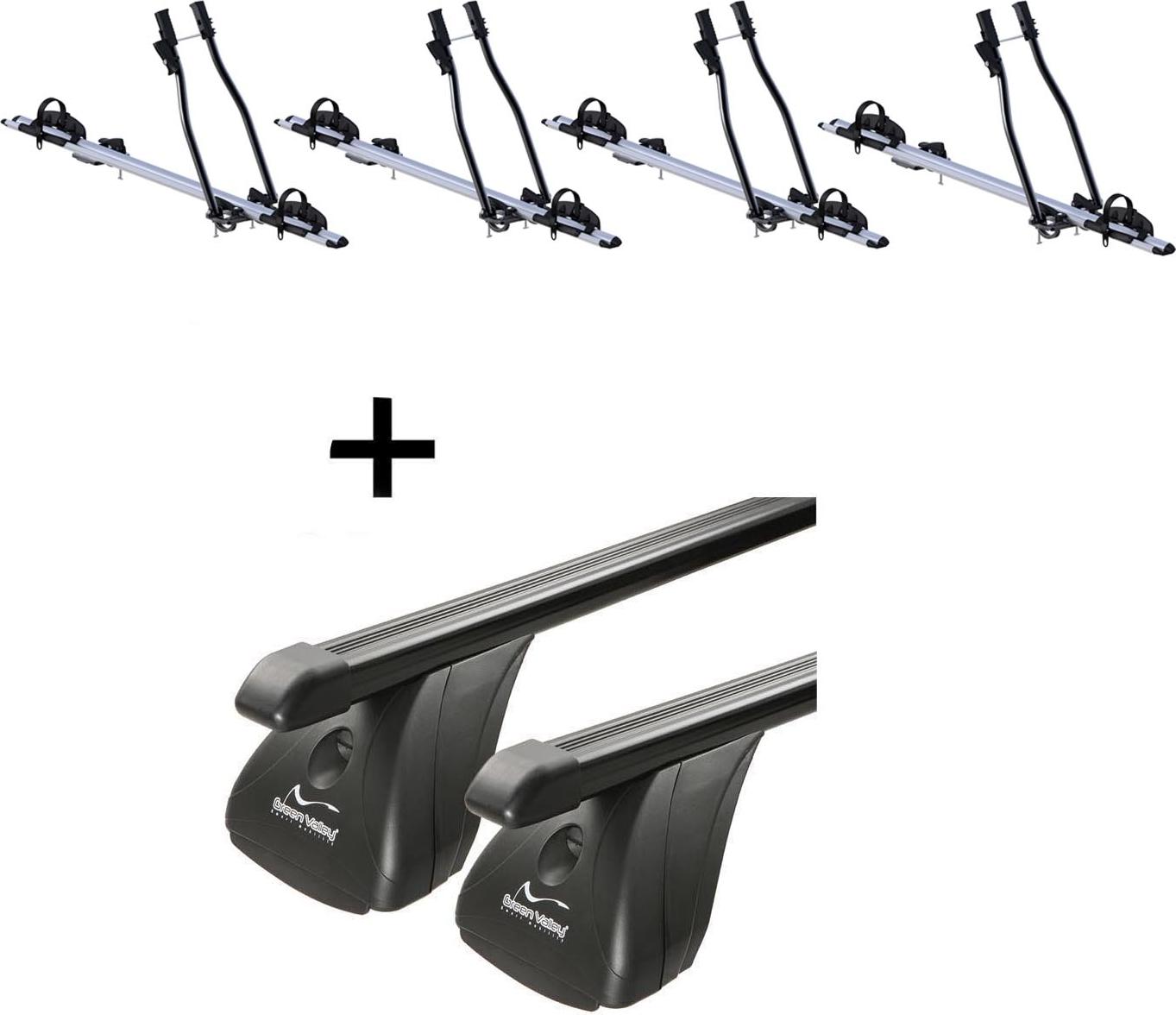 4x Fahrradträger SAGITTAR + Dachträger VDP Stahl kompatibel mit für Renault Clio III 5 Türer 2005-2012 VDP_4SAGITTAR_STA_350_a