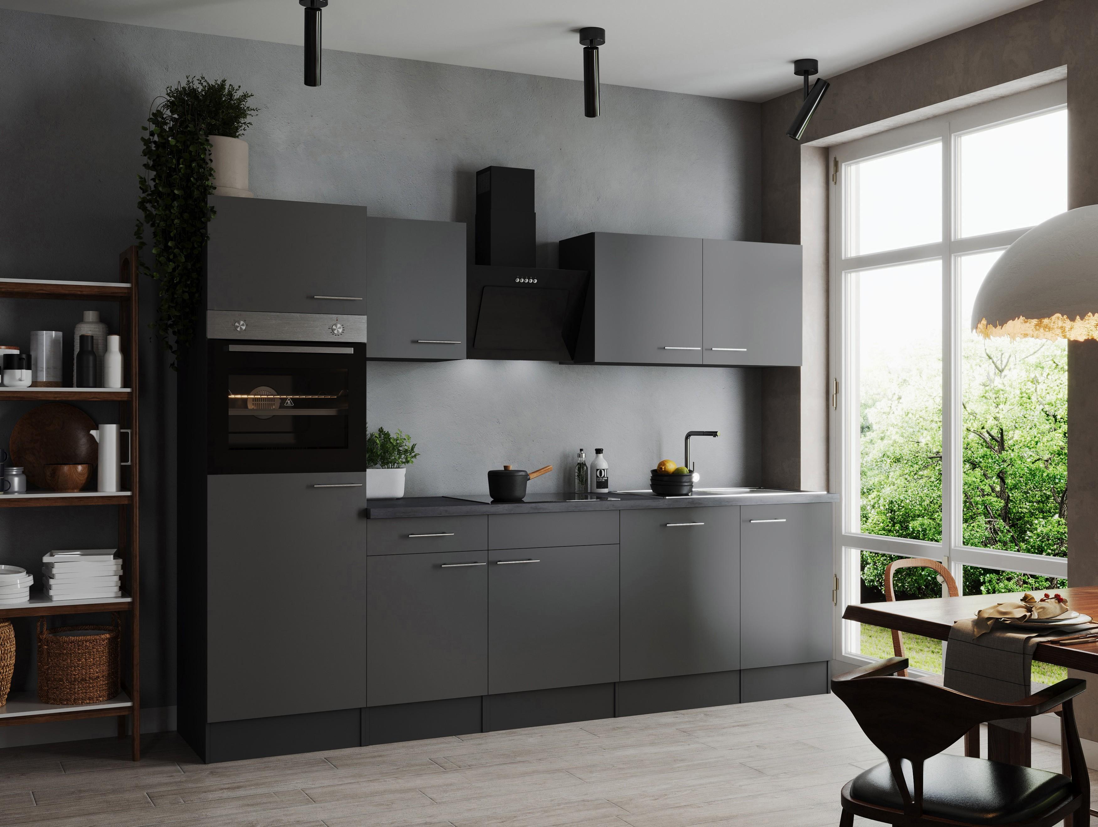 Küche Küchenzeile Küchenblock Grau Matt Grau Oliver 280 cm Respekta KB280GRGR