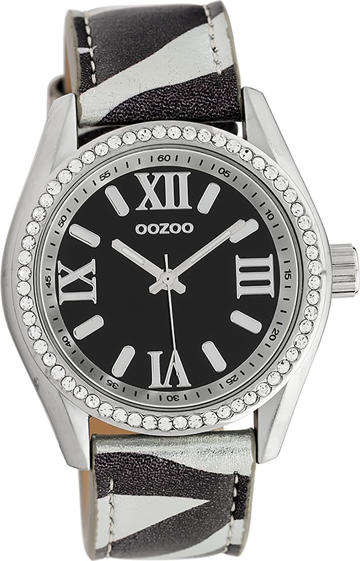 Oozoo dámske hodinky Hodinky analógové kožené čierne biele D2UOC10268