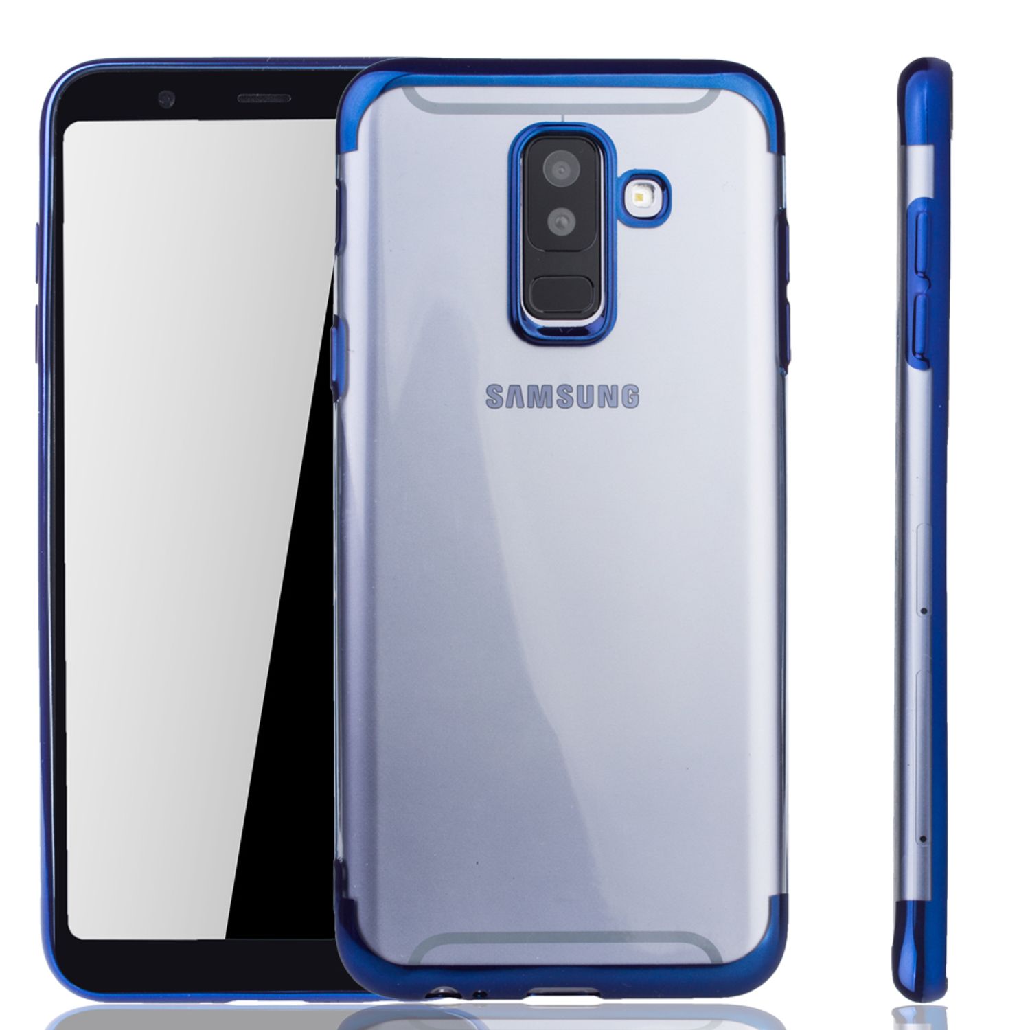 Puzdro na mobilný telefón pre Samsung Galaxy A6 Plus Blue - číre - TPU silikónový zadný kryt v transparentnej modrej farbe