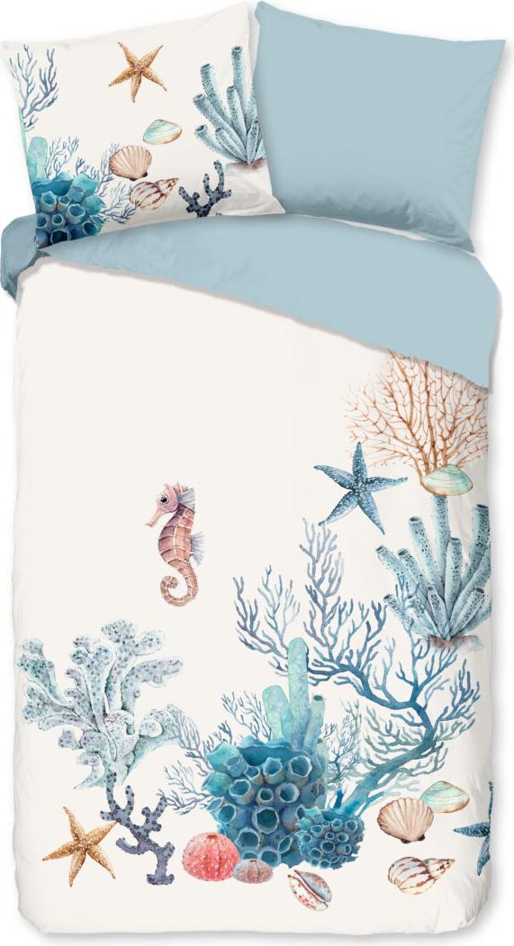 Muller Textil Good Morning Bettbezug "maritiem" - Weiß - (200x200/220 cm) - Baumwolle