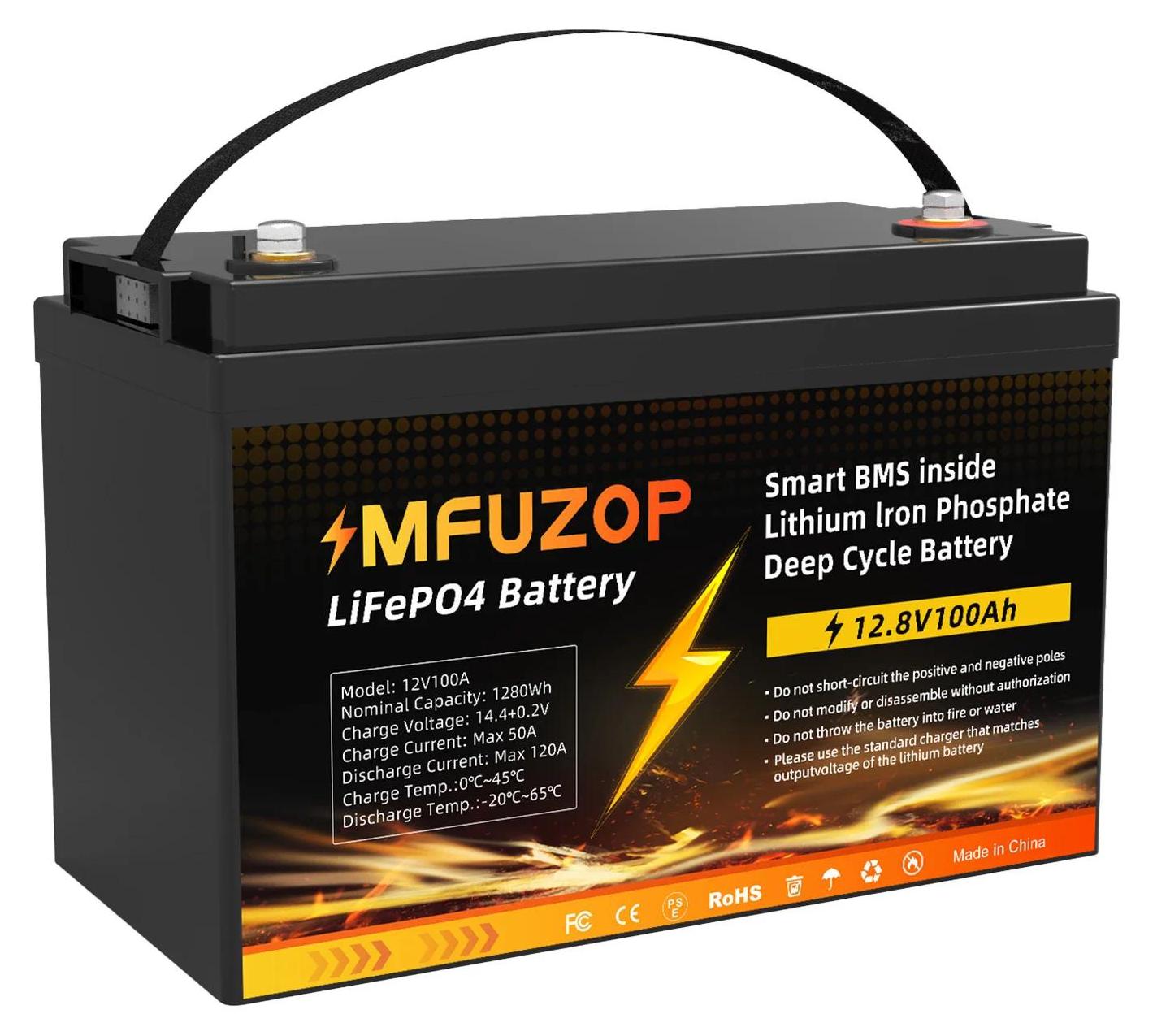 StarTech 12V 1280Wh Lithium-Ionen Akku - MF-100A - BMS - Ladestrom max. 50A - Ladespannung 14,4±0,2 V - Tiefzyklus 80% DoD - MF-100A-12V-A