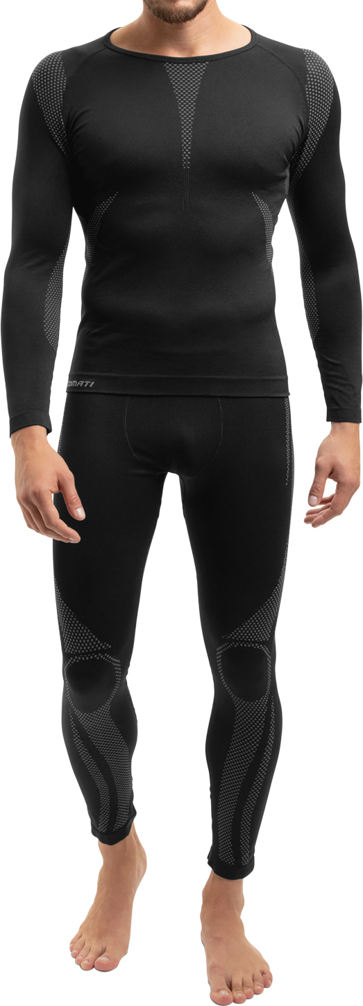 Celodoro Herren Thermo Unterwäsche Set Seamless Funktionswäsche schnelltrocknend - Grau S-M AY23525-6-set-grau-S / M