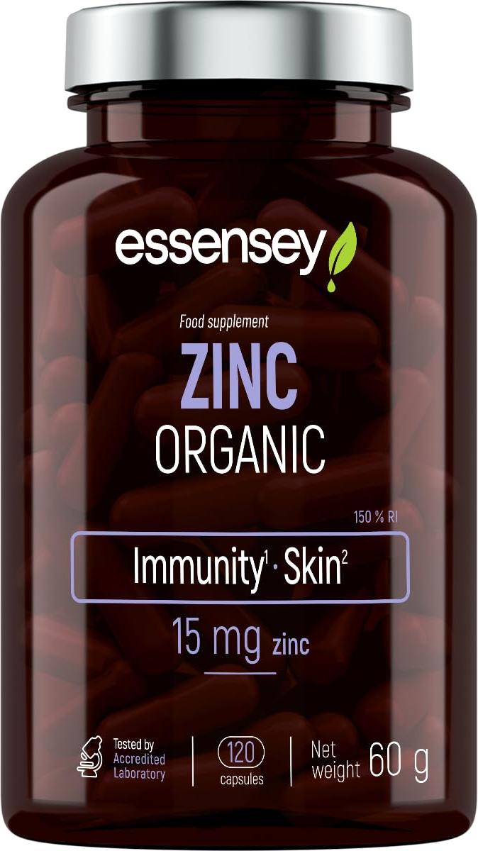 ESSENSEY - Zink I ORGANIC (Zinkgluconat) I 120 Kapseln I 15mg pro Tagesdosis I Hochdosiert I 120 Tagesdosen I Vegetarier & ohne Zustze I Labor
