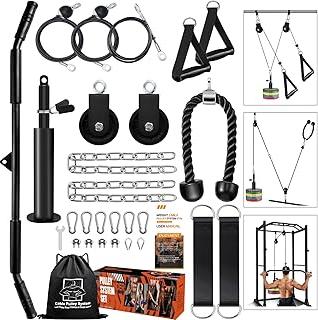 Akhan Favuit Kabelzug Fitness Kabel Latzug Unterarmtrainer Set, Gym Arm-Krafttraining Trizeps Seil Gewicht Fitnessgerät DIY Latzugturm Kabelzug Pulley System für Zuhause Gym Bizeps Curl Trizeps Armtraining 174882565