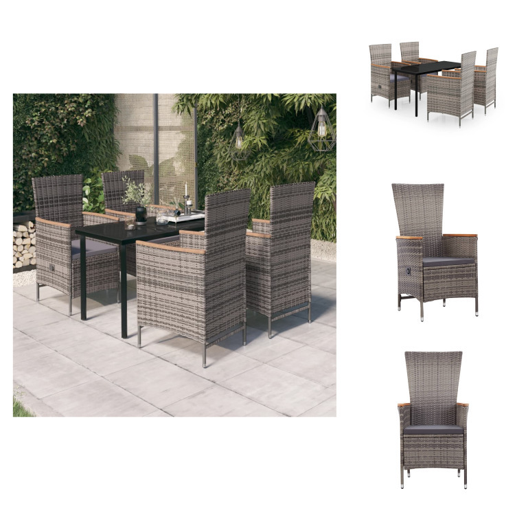 vidaXL 5-dielny záhradný jedálenský set s vankúšmi sivý - Záhradné nábytkové zostavy