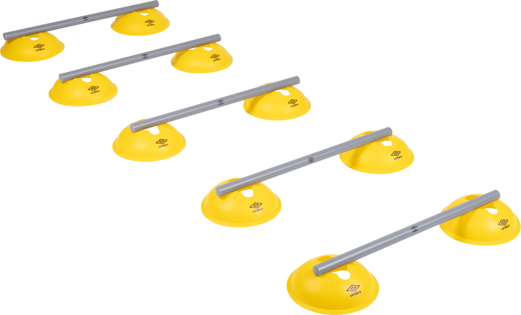 Umbro Hürden Set Fußball-Trainingszubehör - Inkl. 10 Hütchen und 5 Querstangen - Gymnastik, Schnelligkeitstraining und Laufentechnik - Gelb/Grau 1999591