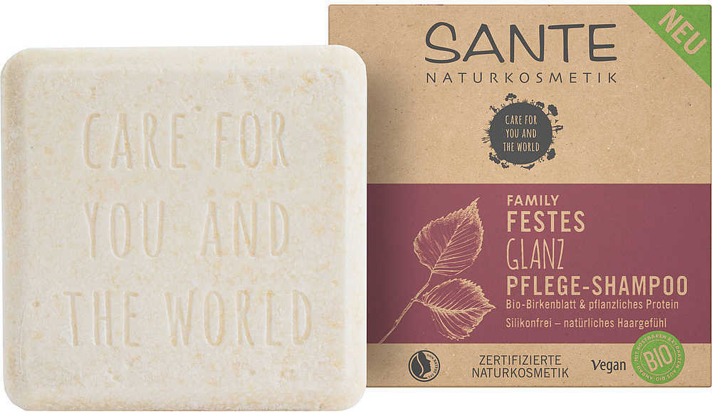 Sante Naturkosmetik Festes Glanz Pflege-shampoo Bio-birkenblatt & Pflanzliches Protein, Šampón, Neprofesionálne, Ženy, Vysušené vlasy, Normálne vlasy, Lesk, Vyhladenie, Silikón