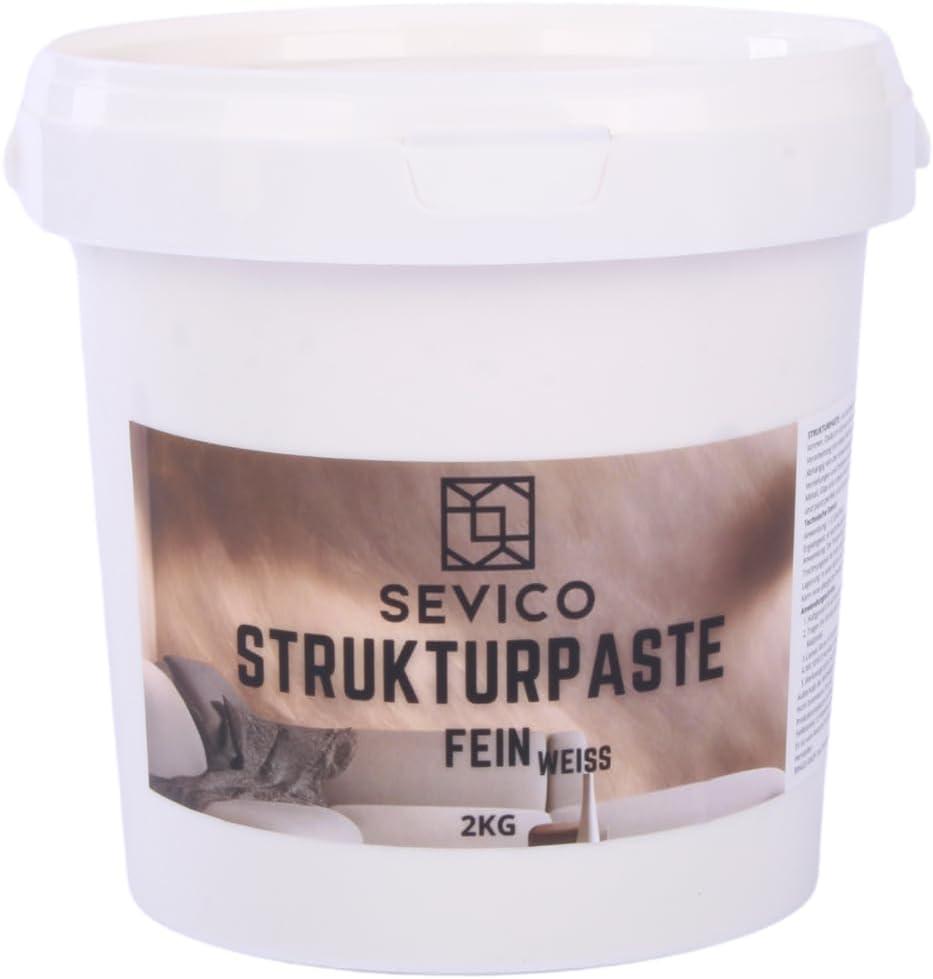 SEVICO Strukturpaste 2kg feinkörnig Weiß Acryl Effektpaste Struktur DIY Spachtelmasse A007-004
