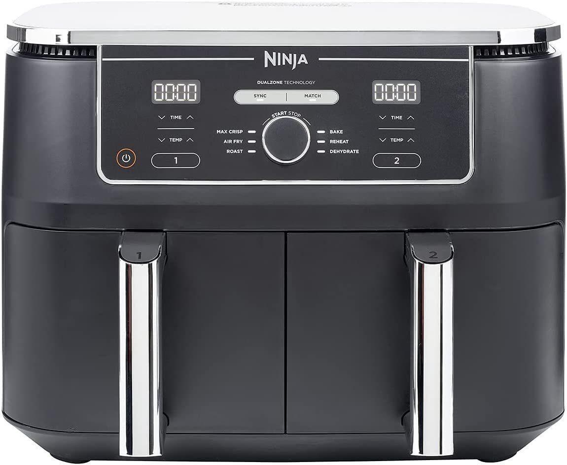 NINJA Heißluftfritteuse Foodi MAX DualZone Heißluftfritteuse Fritteuse Airfryer 9,5 L Fassung, 2470,00 W, Fritteuse Heissluft, Fritteuse ohne Öl