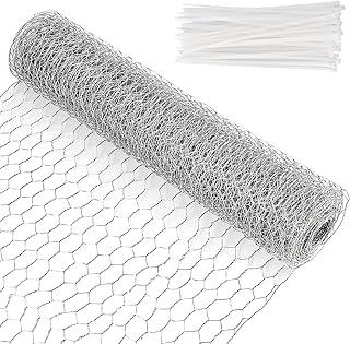 Akhan Hasendraht Hühnerzaun Verzinkt, 0.4 m x 15 m Hasendraht, Kaninchendraht mit 50 Cable Ties, Volierendraht Hasendraht Drahtgitter Drahtzaun Drahtgeflecht, Maschen 25 mm 174848498