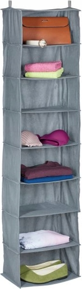 Relaxdays Kleiderschrank Hängeregal, 6 Fächer, Grau – Platzsparender Stoff-Organizer Mit 2 Haken