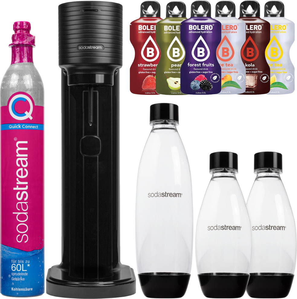 Výrobník sody SodaStream Gaia Titan + 1 fľaša Black 1L + 2x fľaša SodaStream FUSE 0,5L Black + Bolero