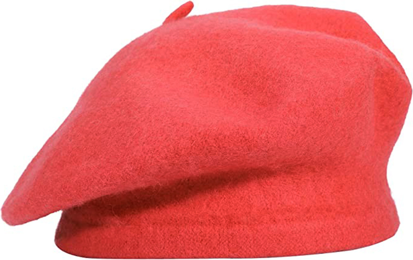 QOMJUFA Baskenmütze Damen Winter - Strick Barett Aus Wolle In Rot Einheitsgröße