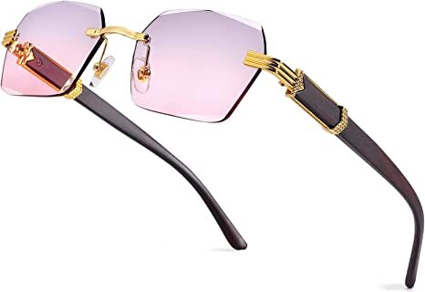 odsellingaaa OD Rahmenlose, randlose, rechteckige Sonnenbrille für Damen und Herren, stilvolle Brille mit quadratischem Schirm (B)