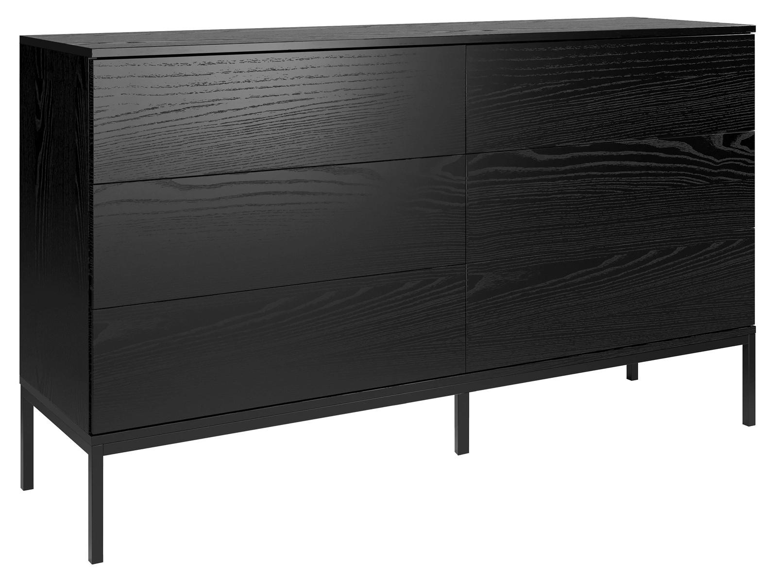 VENETI Breite Kommode FLORIS - schwarz 156-10-00012