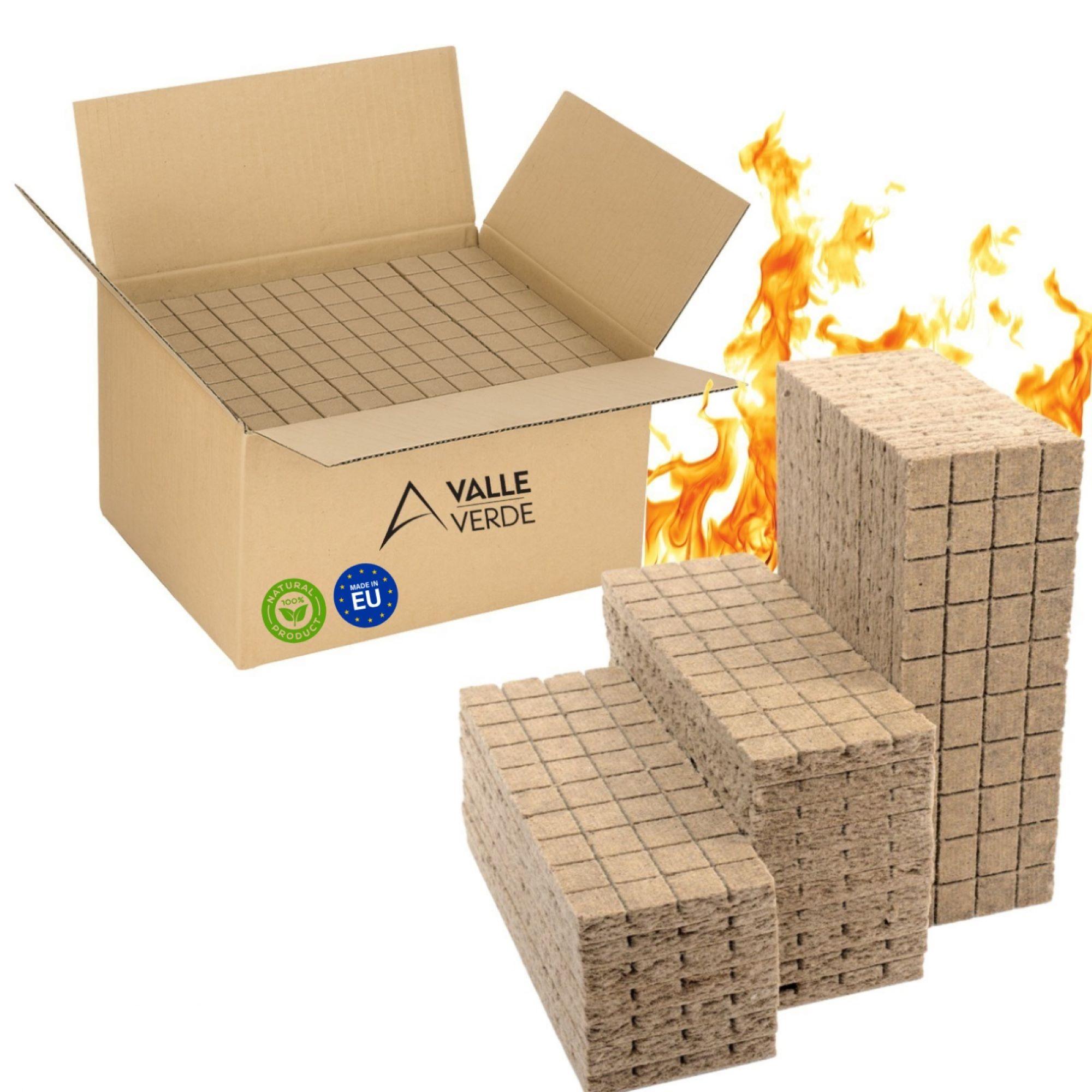 Valle Verde Kaminanzünder Set 400 Würfel, Holzanzünder, Grillanzünder, Schnellanzünder, Ofenanzünder, Kohlenanzünder, Feueranzünde, Holzwolle, Grill VAL-ROZ