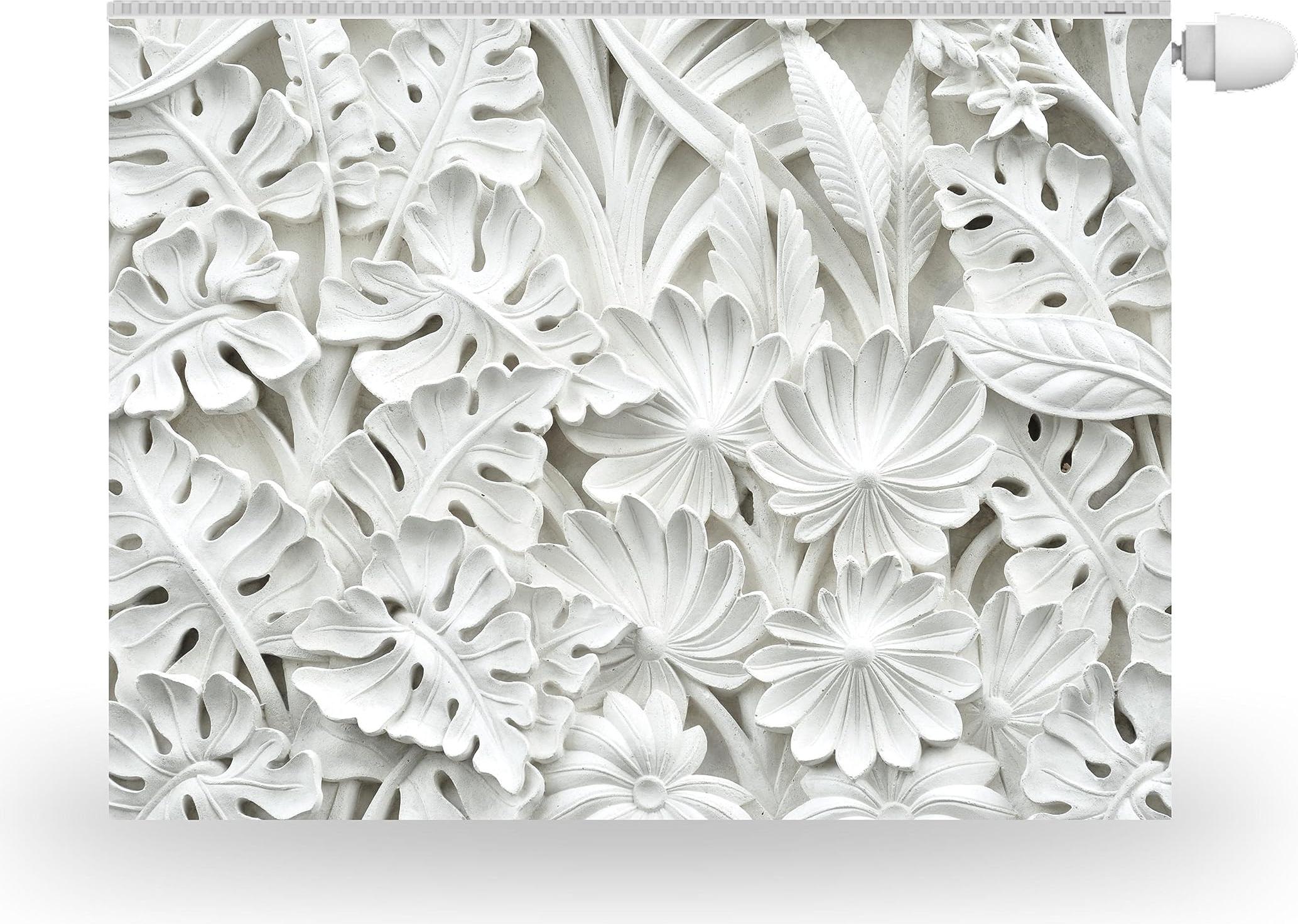 HUBDECO Magnetický kryt na radiátor 100x60cm Magnetický kryt na radiátor White Flower Motif Vodotesný, zvýšená odolnosť proti oderu, kryt na radiátor