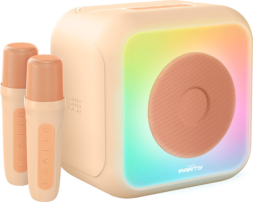 PARTY, Bluetooth párty reproduktor karaoke s 2 mikrofónmi 30W, ružový