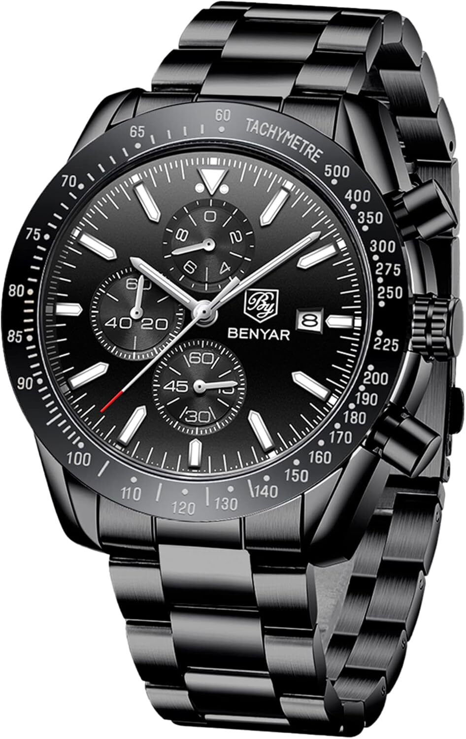 BENYAR für Männer, Lederarmband, Herrenmode Business Sport Design, 30M Wasserdicht Elegantes Chronograph Analog Quarz