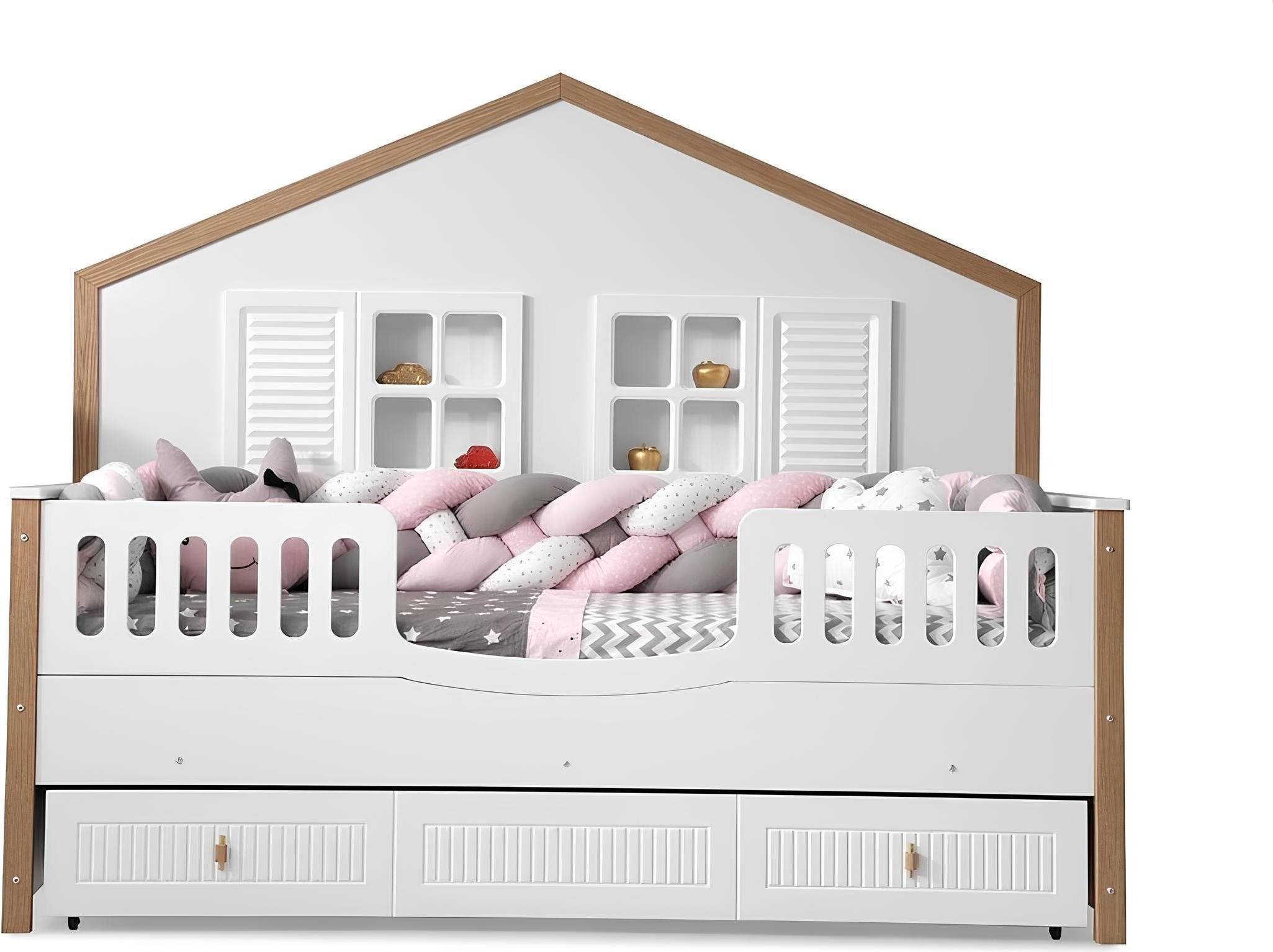 AEA Bettrahmen Kinderbett Bett Kinderzimmer Kinderzimmermöbel Weiße Holz