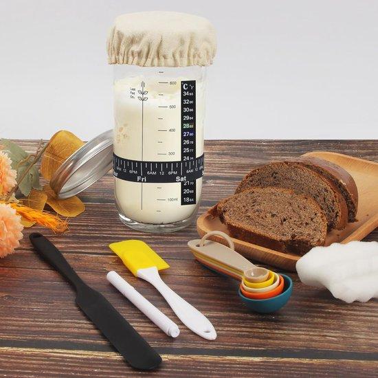 Famanu Starterset für Sauerteigglas 700 ML - mit Thermometer und wiederverwendbarem Deckel B0FH4NB2HD