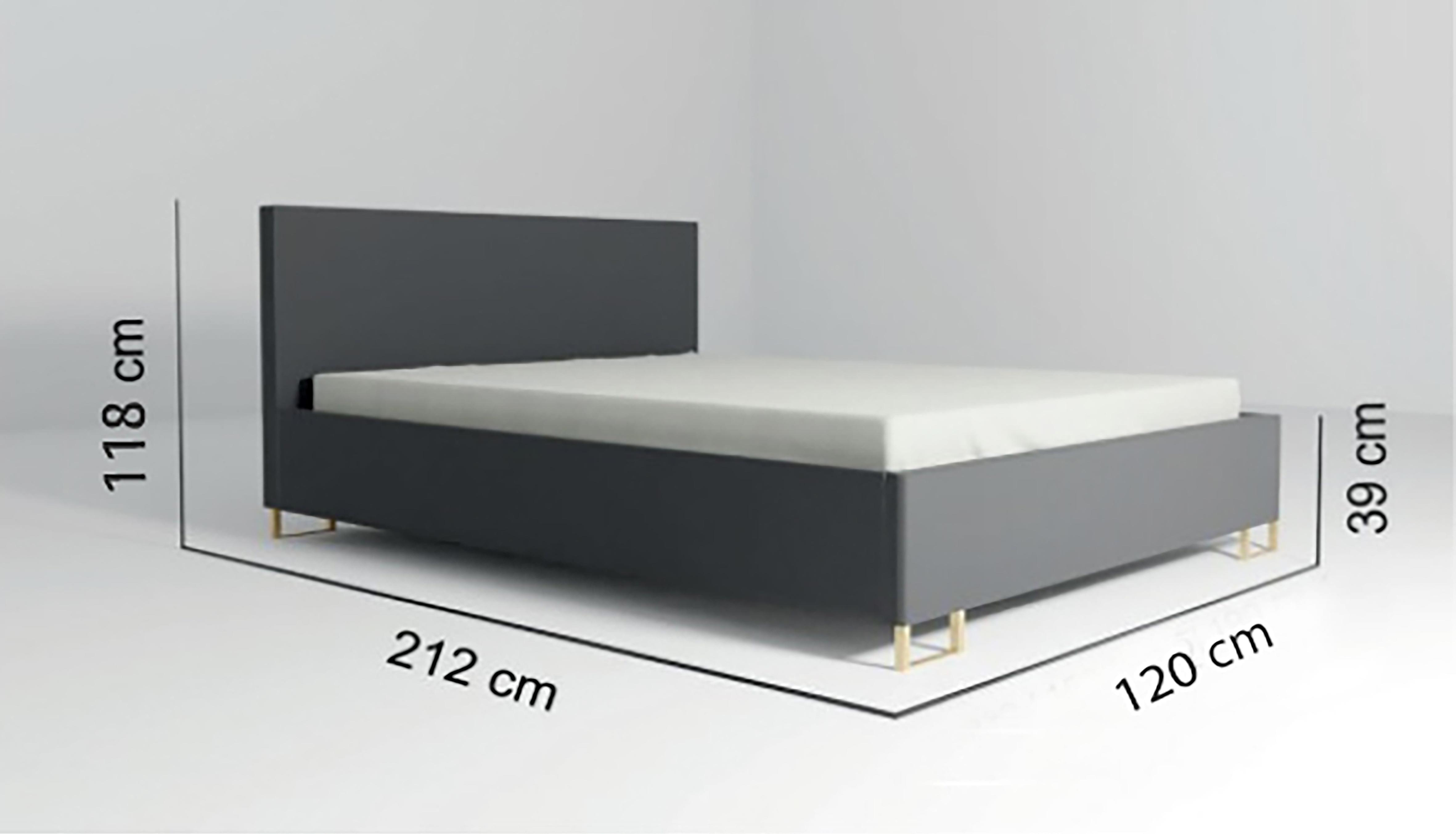 Schlafzimmer-Polsterbett MALIBU, Gepolstertem Kopfteil, Hochwertiger MONOLITH Polsterstoff, Bettkasten mit Gasdruckfeder, Komfortable Betthöhe 39 cm, 120x200 cm Hellbraun