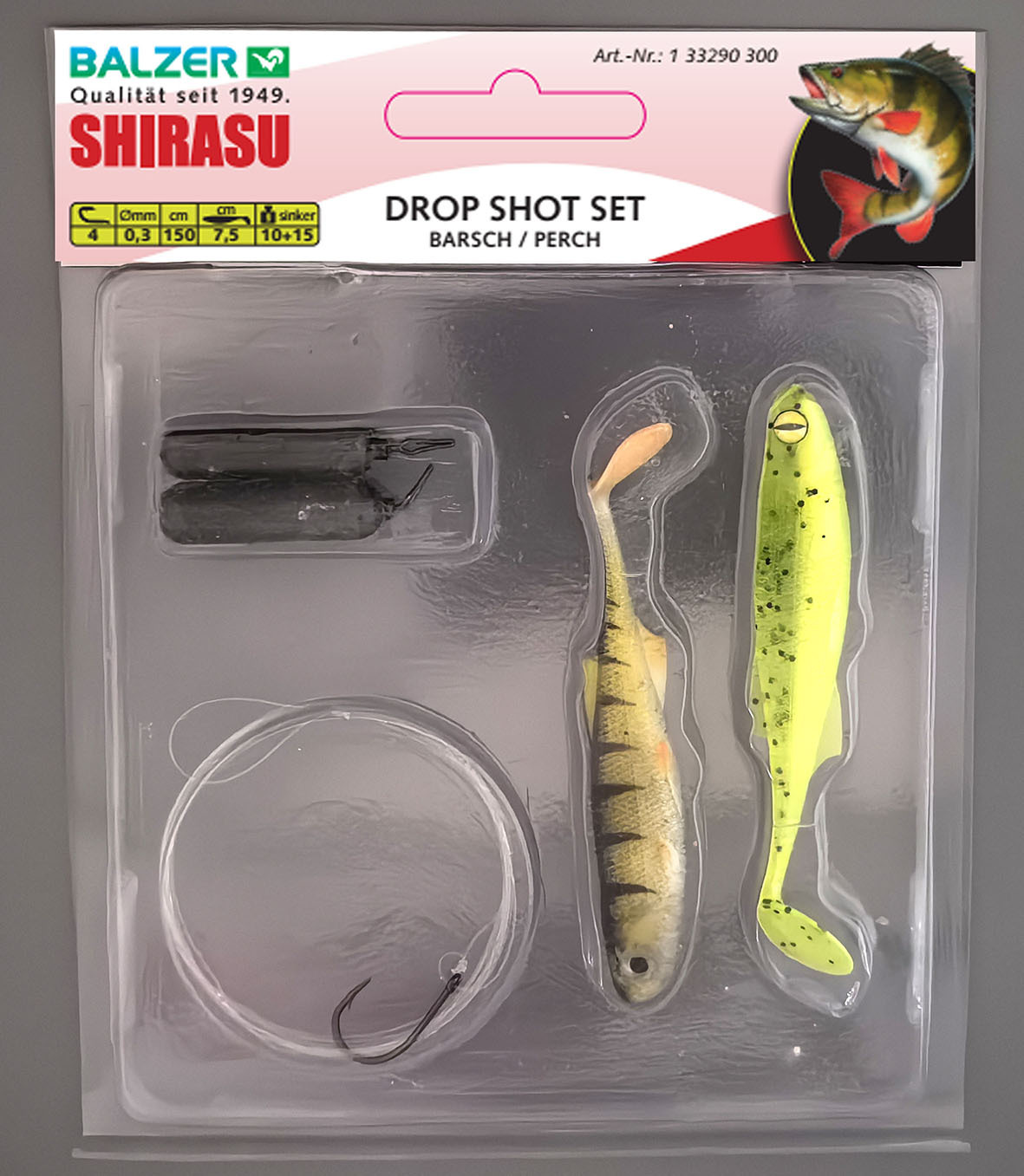 Shirasu Balzer Ready to Fish Drop Drop Shot Perch 7,5cm 10+15g - Dropshotrig 13329300