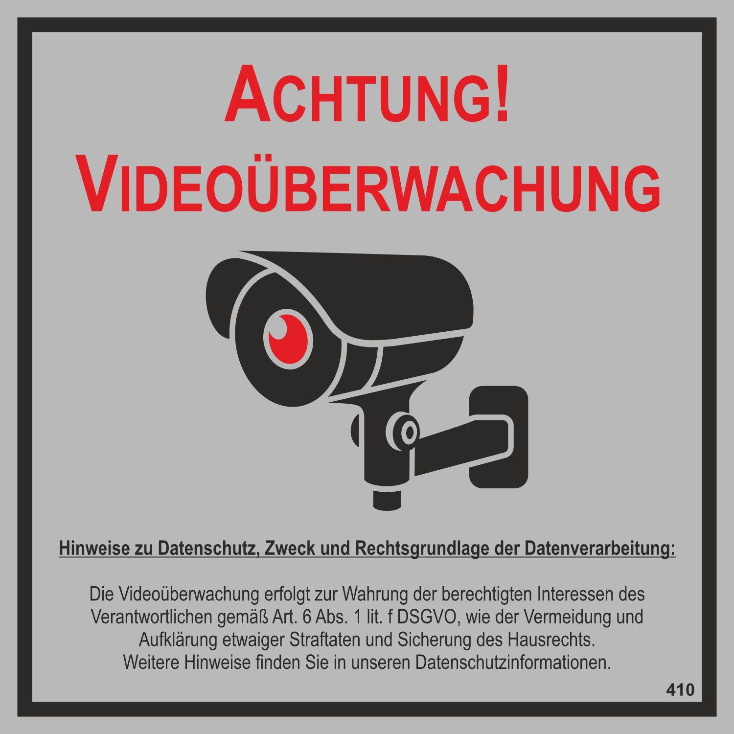 Hermann Schütz Hinweisschild Achtung! Videoüberwachung 15 x 15 cm 410