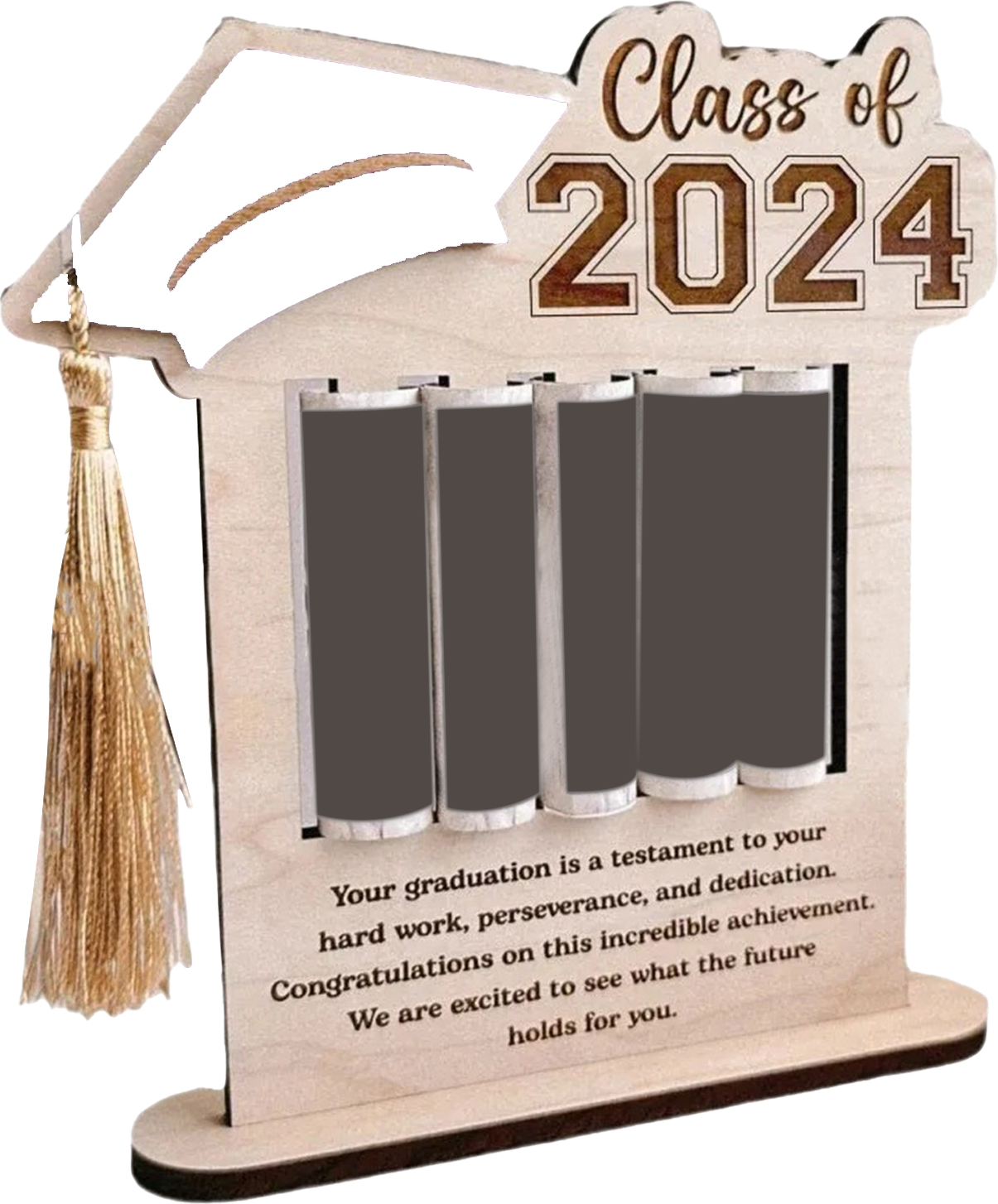 Bremen Geldhalter für die Abschlussfeier 2024 mit Quaste, Bachelor-Form, Geld-Organizer, Kuchen, Holz, Bargeld, Abschlussfeier-Zubehör, Weiß 4051268