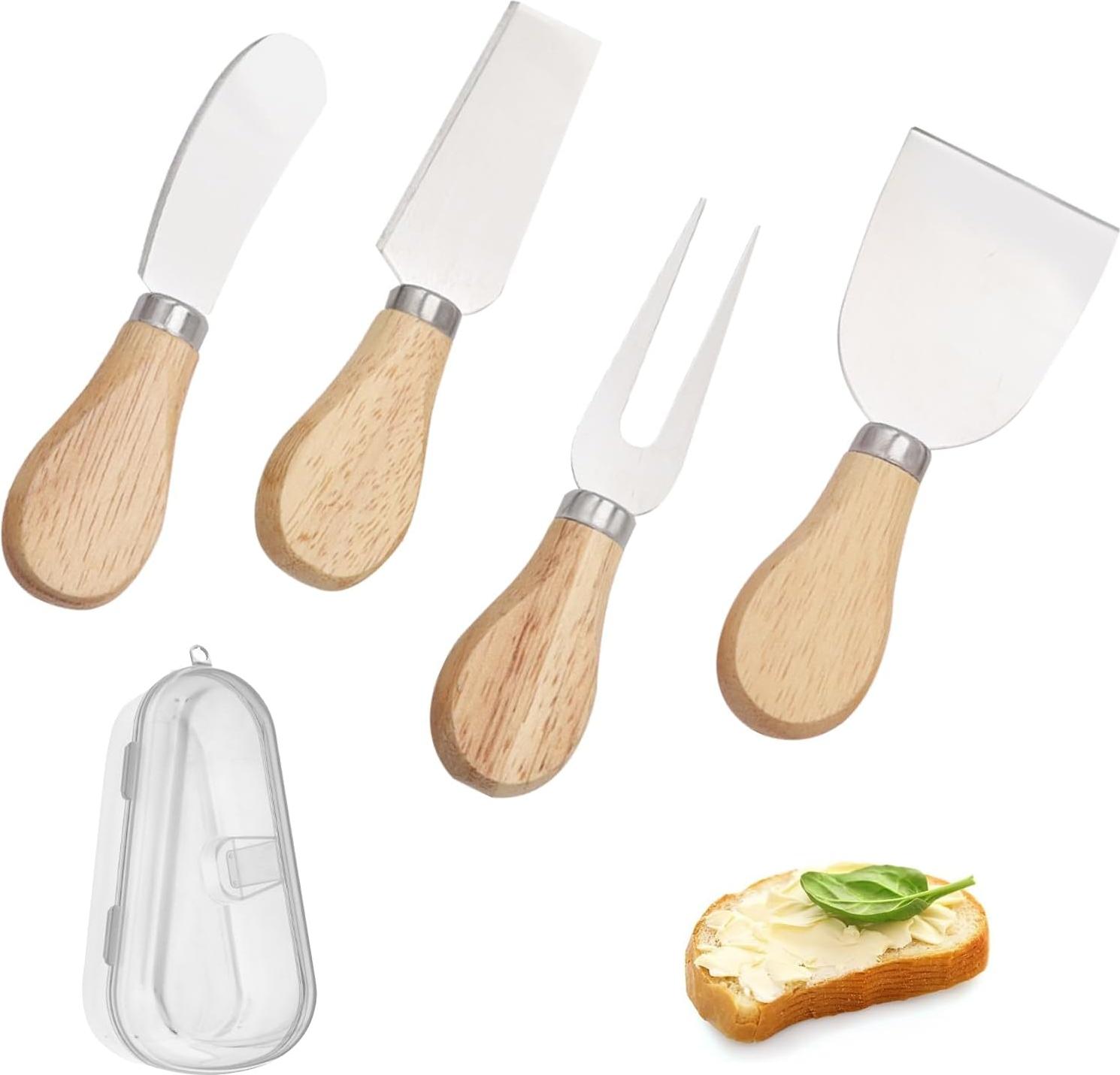 Markenlos 5-teiliges Kaasmessenset, Buttermesser, 12 cm, Tortenmesser, rostfreier Stahl, Buttermesser, kleine Kaasmessenset, kleine Serviermesser, perfekt für Kuchen, Dessert und Käse-Salat