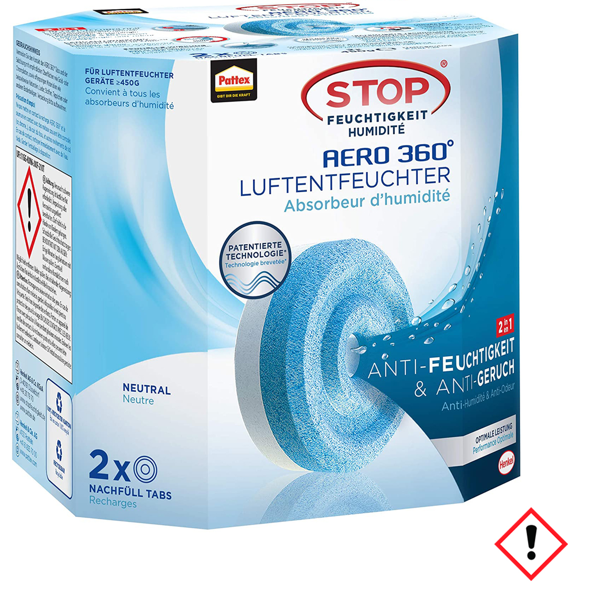 Henkel Ceresit Luft-Entfeuchter-Tabs AERO 360 Nachfüller 4x450g Tab 5er Pack 