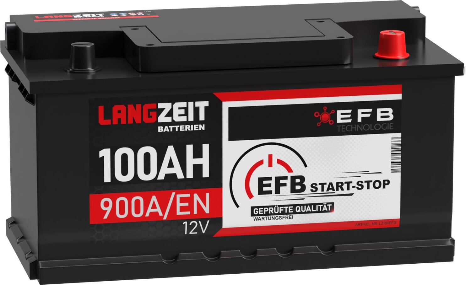 LANGZEIT Batterien LANGZEIT Autobatterie EFB 12V 100Ah 900AEN Start-Stop Starterbatterie 90Ah 95Ah Langzeit EFB 100AH LZ100EFB