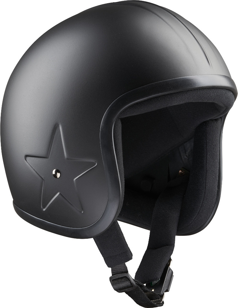 Bandit Jet Star Black Jethelm – Fiberglasschale, Baumwoll-Innenfutter, Abnehmbare Sonnenblende, Ca. 780g