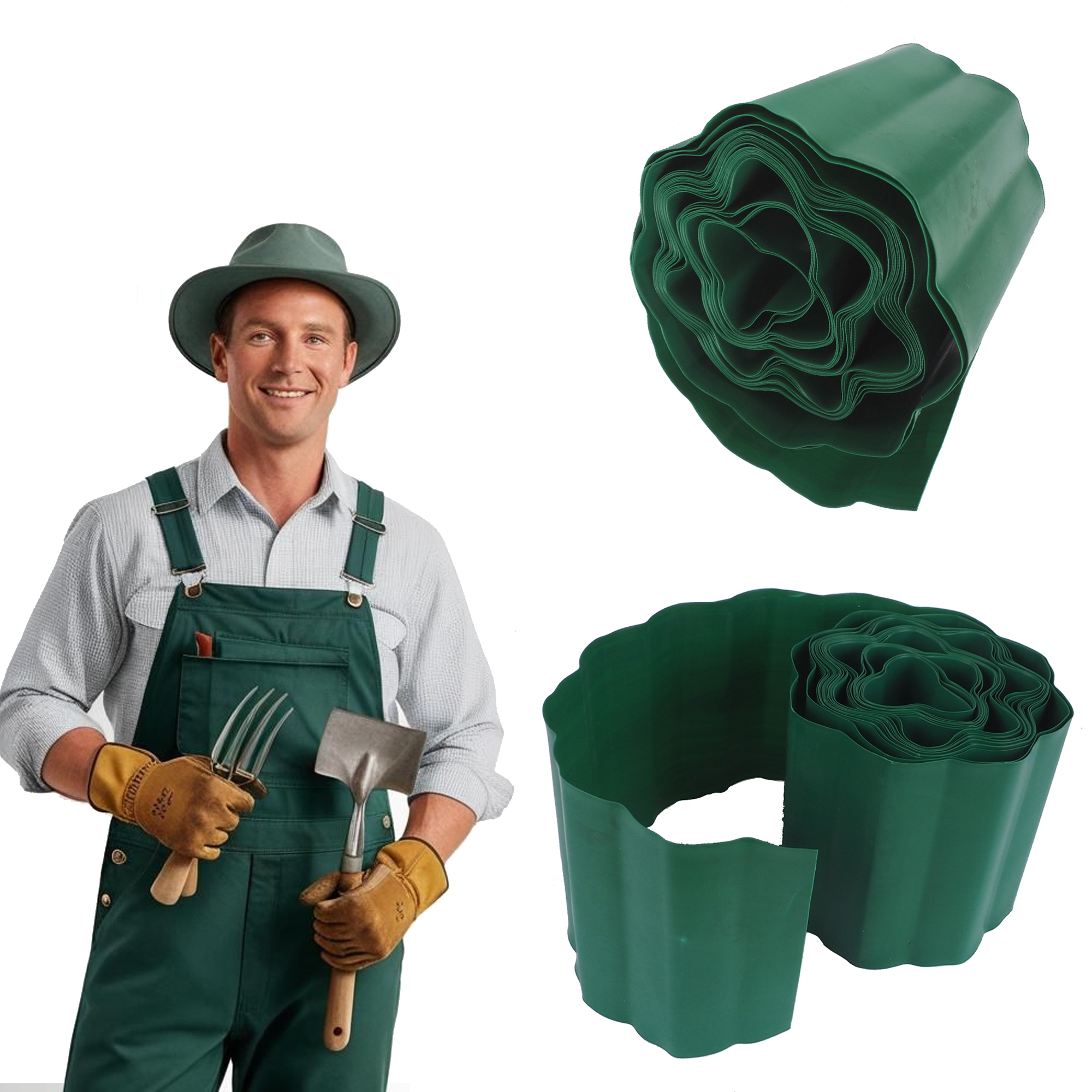 Bauster Rolle Rasenkanten 20cmx9mb GRÜNE GARTENKANTEN Kunststoff-Gartenkanten Kunststoff-Gartenkanten 9800