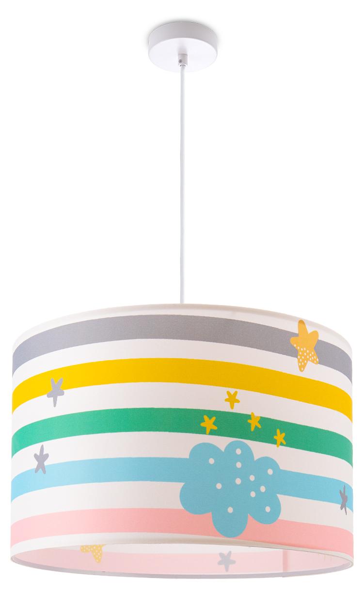 Paco Home Deckenlampe Kinder Pendelleuchte Kinderzimmer Stoffschirm Rund Bunt Baby E27