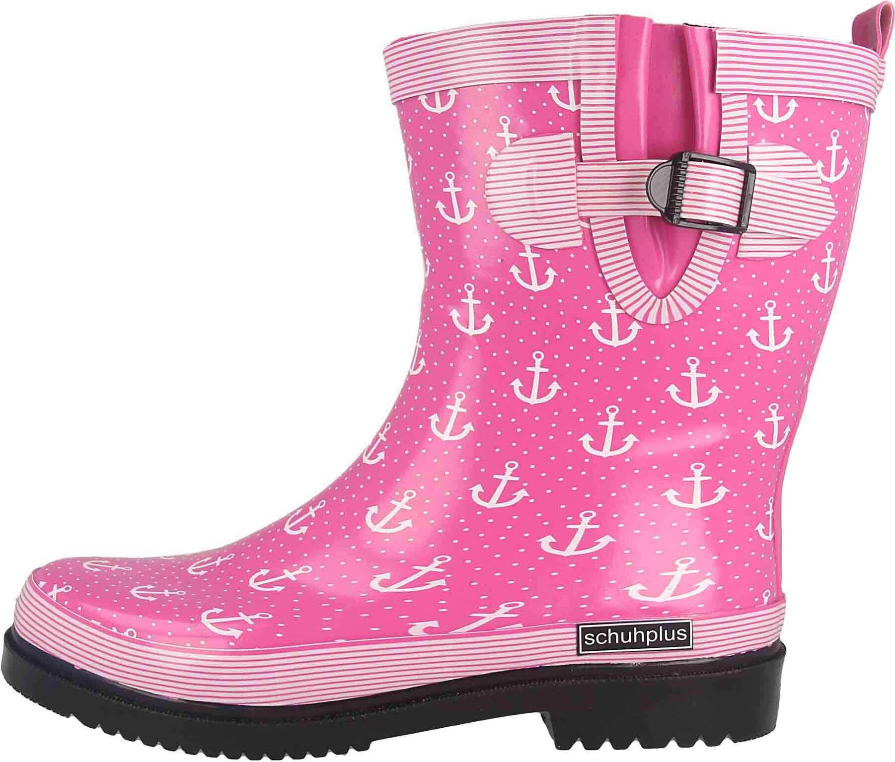 schuhplus Gummistiefel in Übergrößen Pink Marleen-Fuchsia-Weiß große Damenschuhe