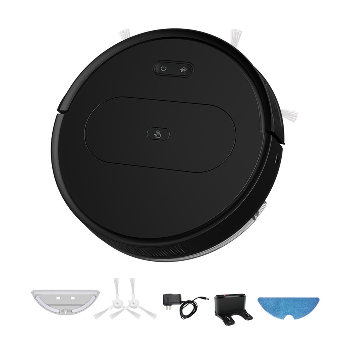 Staubsauger,3600Pa Kehrroboter,400mL Staubbehälter Staubsauger Roboter, 3000mAh saugroboter mit wisch,Intelligenter Fallschutz,Schwarz