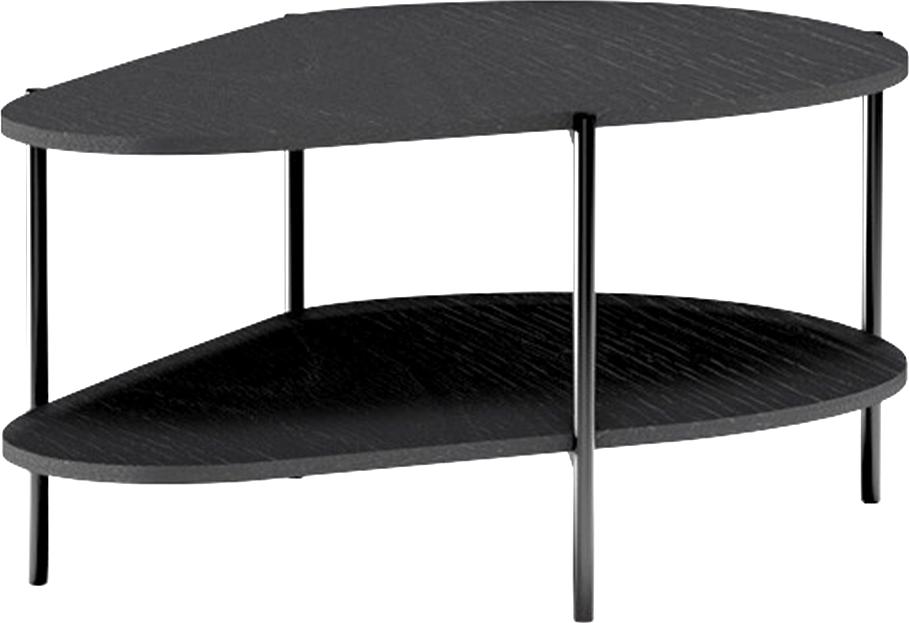 Wohnzimmer-Couchtisch 90 cm breit in schwarz mit Ablageboden MAZARA-161
