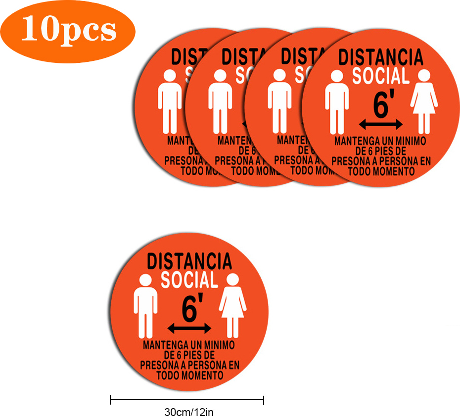 Alle Hersteller 5pcs/10pcs Sicherheitshinweis Bodenmarker Social Distancing Decals für Spanisch Version 10pcs 840020034