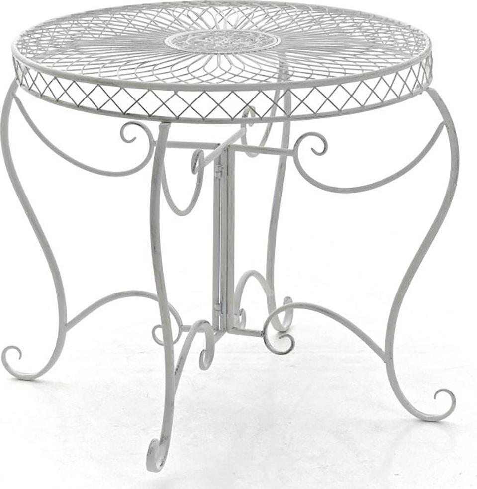 Gartentisch - Nostalgischer Stil - Handgefertigte antike Patina - Eisenstall | Fährt: Antik vit