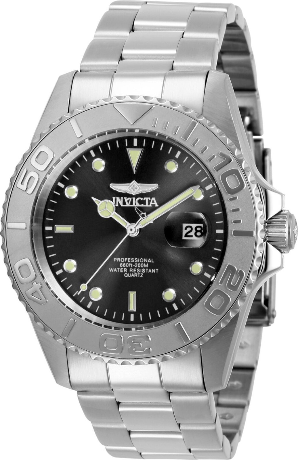 Invicta Pro Diver 29944 Pánske Hodinky - Quartz Hnací Mechanizmus - Nerezová Oceľ so Čiernym Ciferníkom - 43 mm