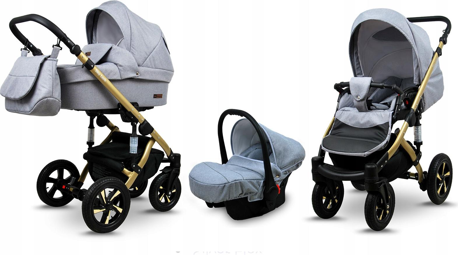 BabyLux Sky Lark | 3in1 Kinderwagen Set | Silver Flex | Kombikinderwagen | Kinderwagenset | Bug