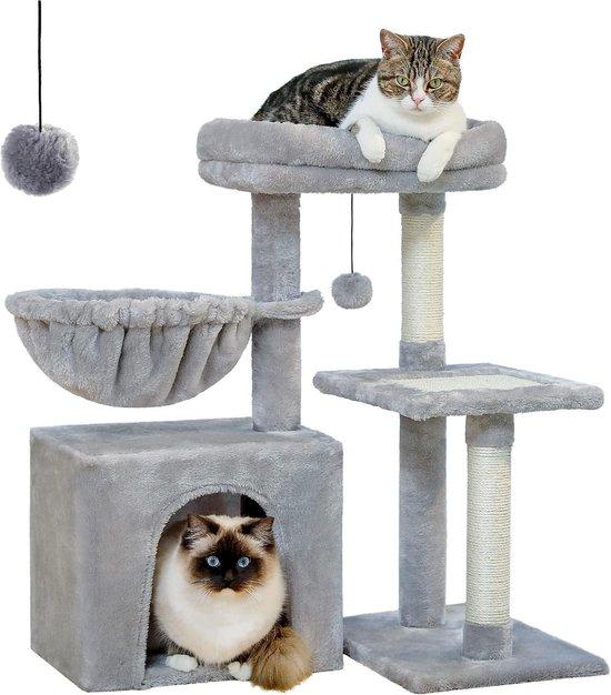 Famanu Katzenbaum 73 cm - Katzenaktivitätenbaum mit großer Hangmatte - grau 25766