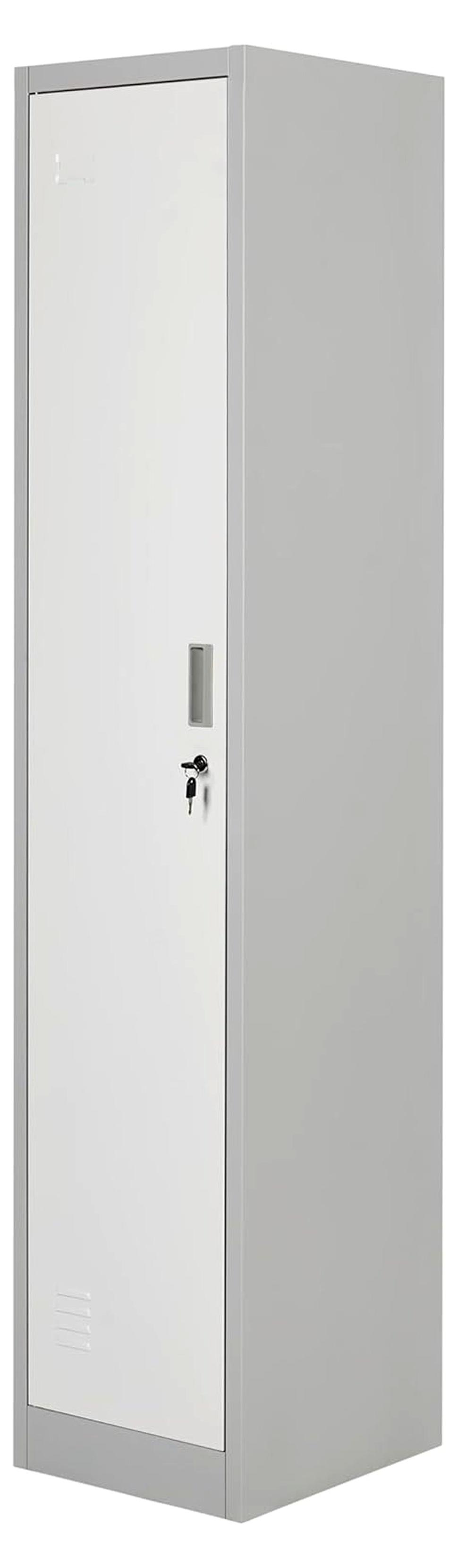Markenlos Einzelspind Umkleideschrank 1-türig Metall weiß/grau abschließbar