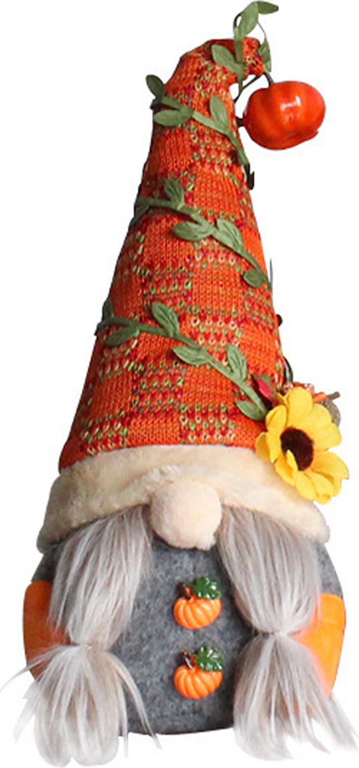 Bmen Gesichtliche Puppe kleine weiche süße gesichtslosen Zwerg -Elf -Kürbis -Dekorationsraum Puppe für Erntefestival-Dunkelorange 2685120@Bmen