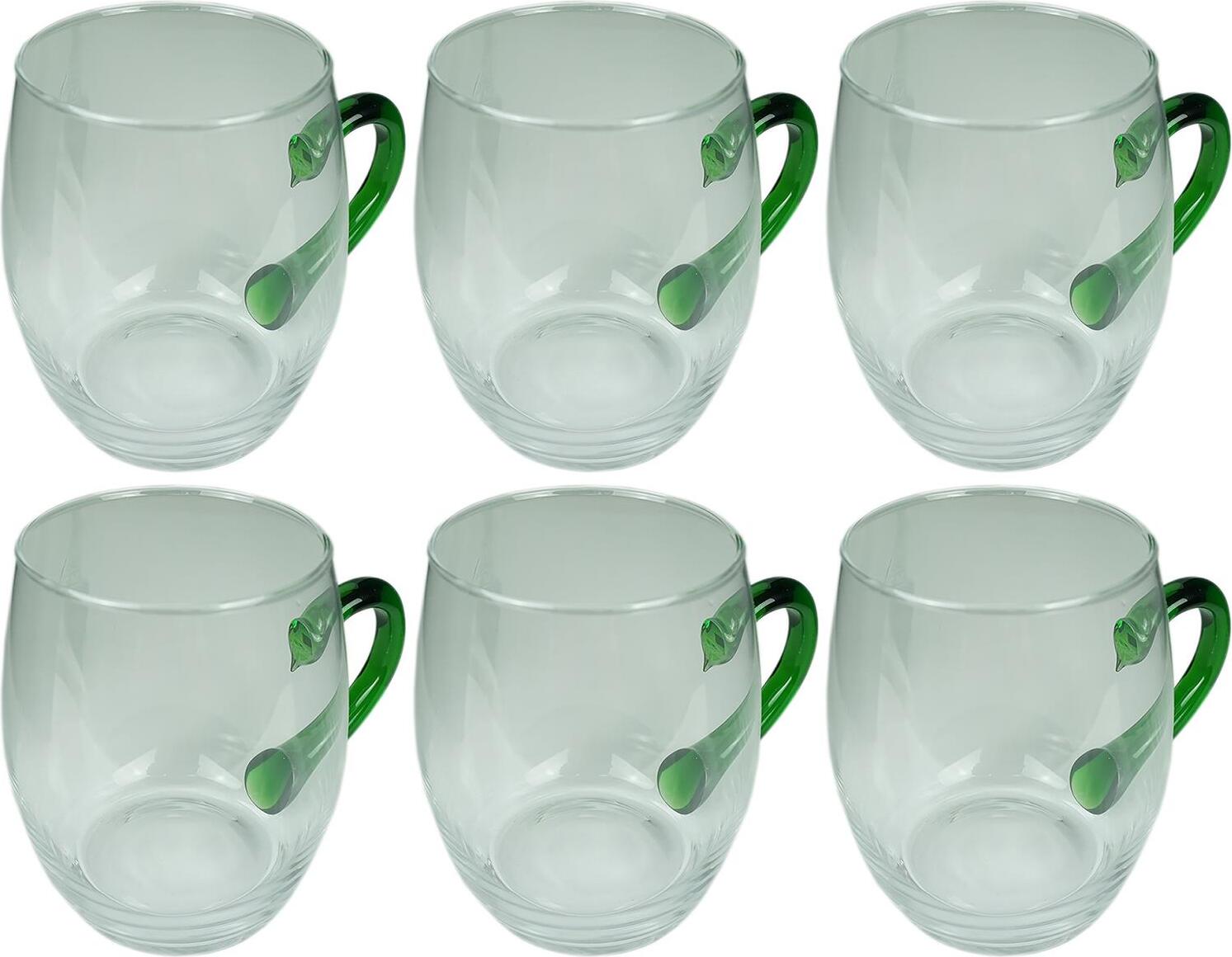 Novaliv 6 x wijnseidel met groen handvat, 250 ml, wijnglas