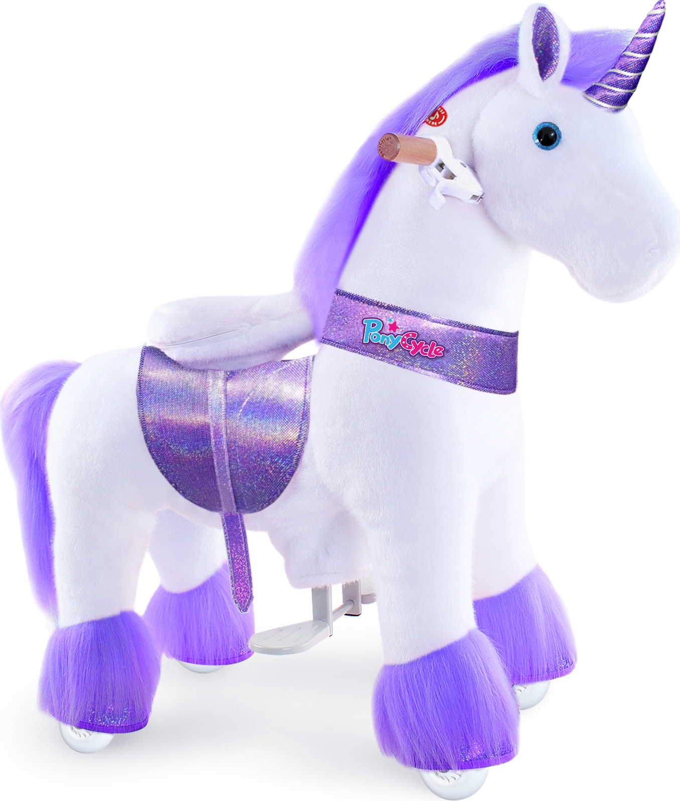 PonyCycle Einhorn Reittier für Kinder von 3-4 Jahren Indoor&Outdoor Spielzeug Reitpferd auf Rollen mit Bremse und Sound- Ux306