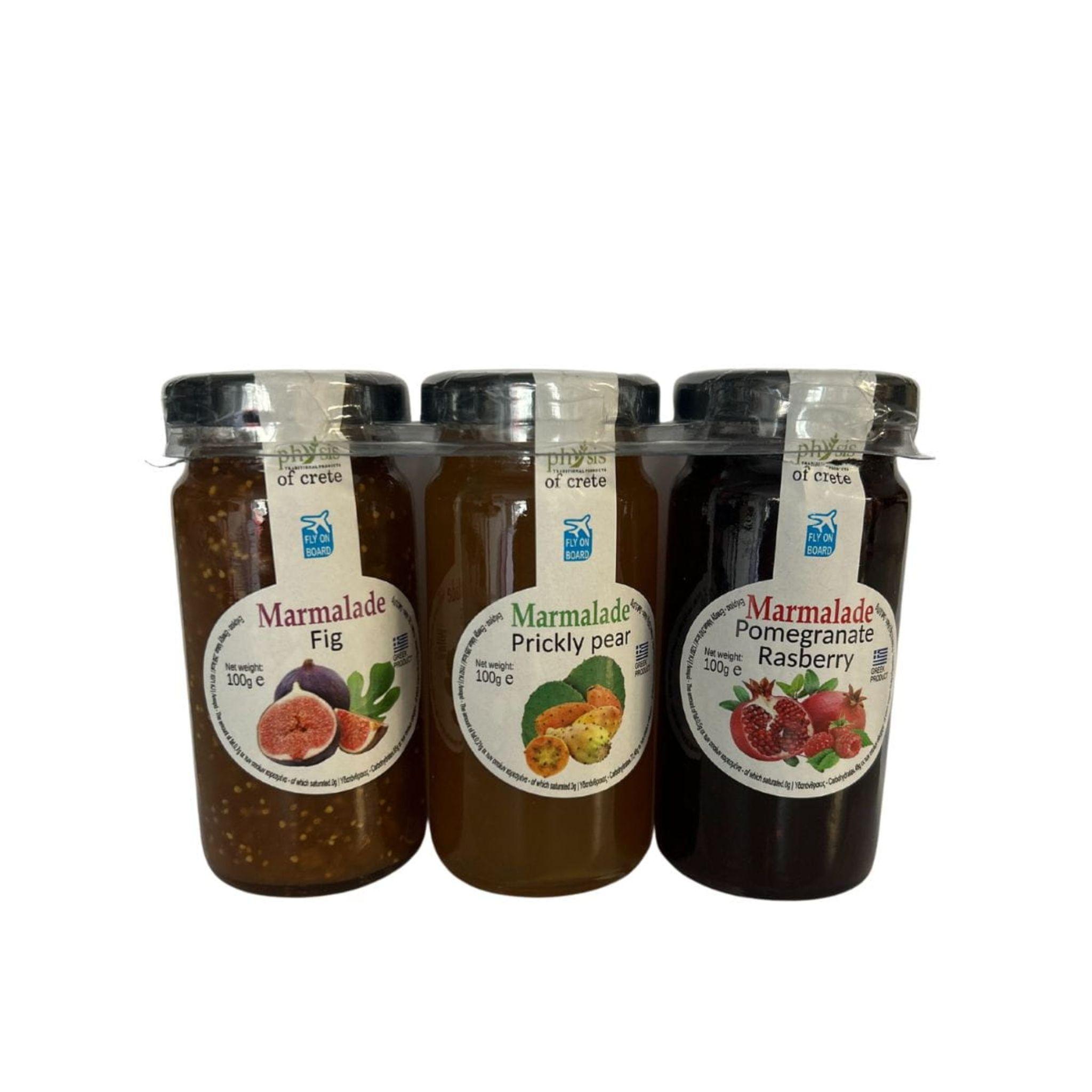 Physis Of Crete Marmeladen-Set 3×100g – Feige, Kaktusfeige Und Granatapfel-Himbeere